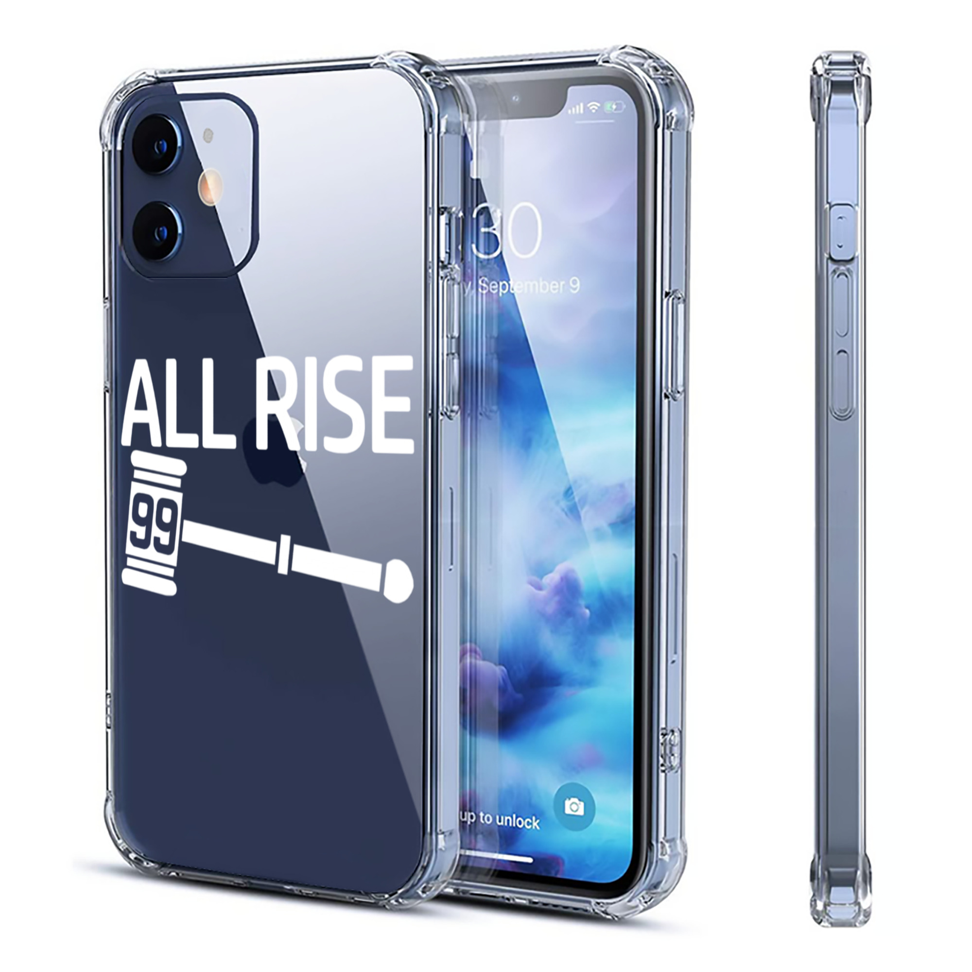 All Rise 99 Aaron Judge Clear IPhone 12 Case – Soft TPU With UV Print – Enhanced Drop Protection, Precise Fit, Anti-Fingerprint, Customizable Design, Scratch-Resistant, Yellow-Resistant